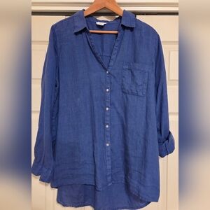 Women's Linen Shirt/Tunic /swim Cover Up. Sigrid OLSEN. LARGE